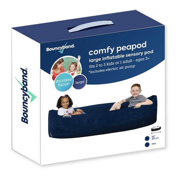 Bouncybands Comfy Peapod, Inflatable Sensory Pod, 80in, Blue PD80BU